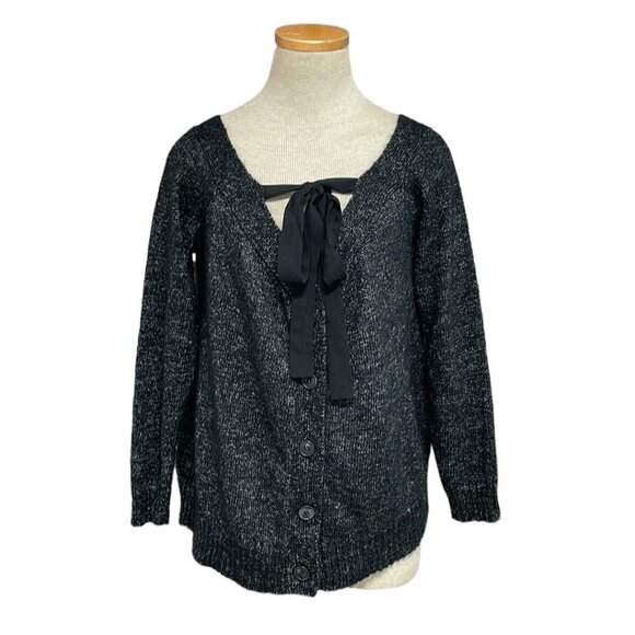 Entro Cardigan Sweater Gray Size Small S Coquette Girl Bow - Picture 1 of 14